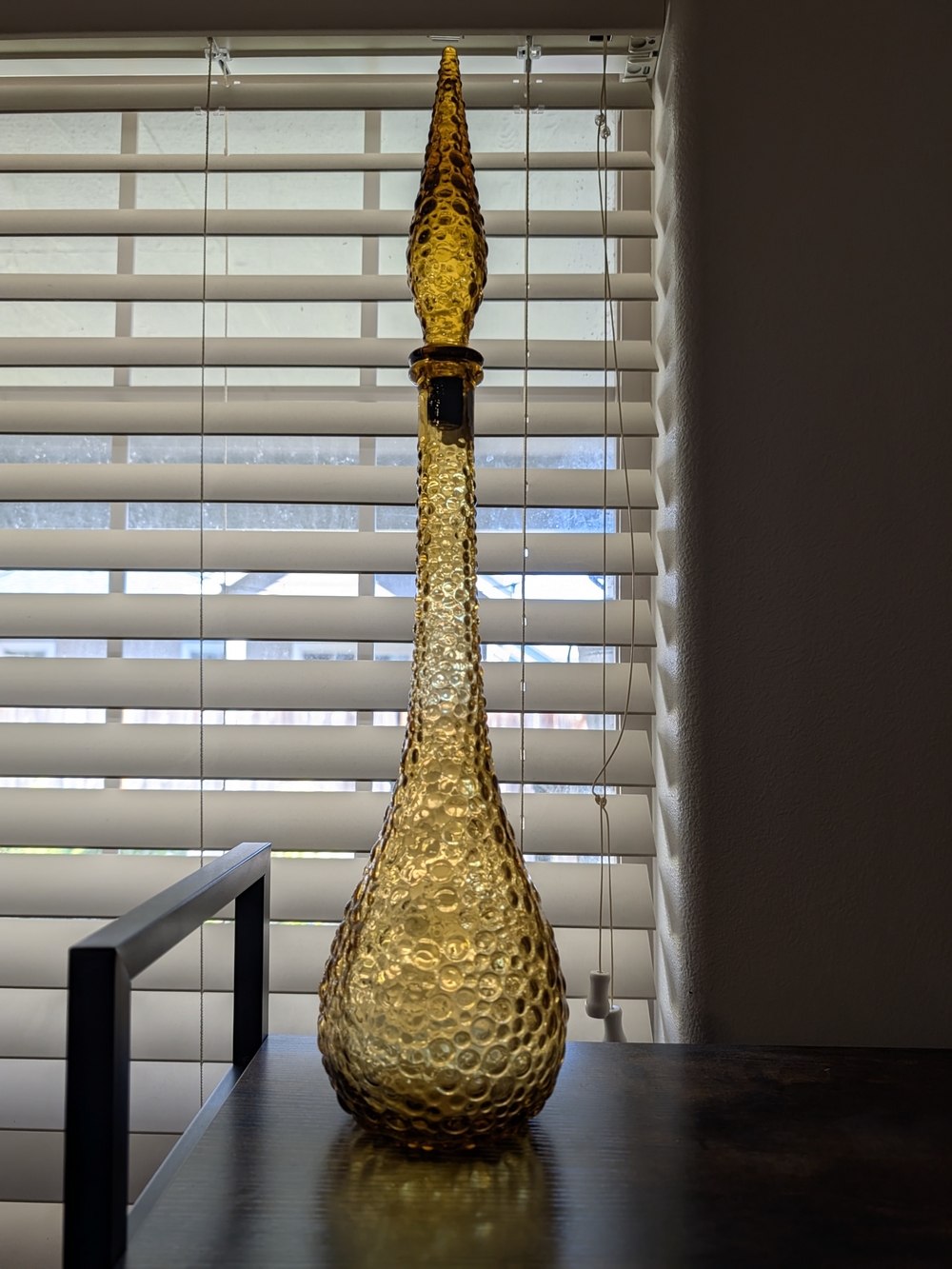 Vintage MCM Amber Empoli Hobnail Genie Vase